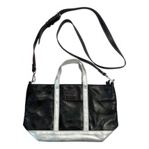 Victoria’s Secret Mini Tote Crossbody Bag Black Silver Trim Zip Top 7x11... - $20.00