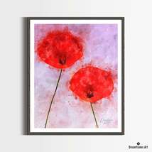 Premium Art Print Field Poppies in Watercolors, by Dreamframer Art - £30.33 GBP+