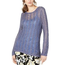 INC Womens L Inkberry Blue Long Sleeve See Through Knitted Sweater NWT - £22.14 GBP
