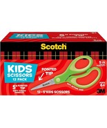Scotch 5" Soft Touch Pointed Kid Scissors, Green, 12 Count Unit, Green  - £9.70 GBP