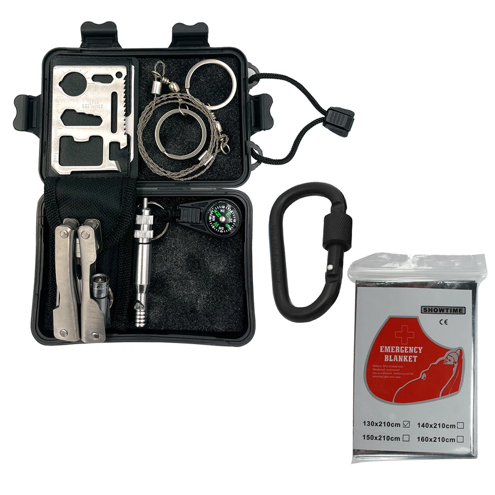 First Aid Kit  Outdoor SOS Emergency Multi-Tool Kits Carabiner First Aid Box - £16.65 GBP