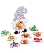 10 Pc Interchangeable Gnome Sign w/ 9 Holiday Season Signs Wooden Tablet... - €10,04 EUR