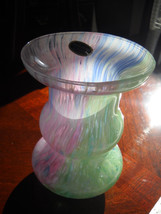 * Lavorazione Arte Murano Hand Made Italy Italian Vase Pastel Pink Blue Green - $29.00