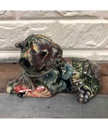 Vintage Ceramic Glazed Country Floral Fabric Decoupage Puppy Dog Figurin... - $60.68 CAD