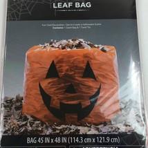 Halloween Pumpkin Set 2 Leaf Trash Bags 45X48 Orange Yard Decor Jack-O-Lantern - £10.40 GBP