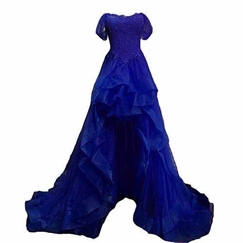 Off The Shoulder High Low Beaded Lace Prom Homecoming Dresses Royal Blue US 6