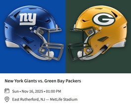 NY Giants vs Green Bay Packers - Nov 16, 2025  (Sun) - 100 Level Seats (... - $10,226.65 MXN