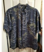 MEN&#39;S NAUTICA SHIRT SIZE  XL NAVY &amp; SAGE GREEN BUTTON FRONT OCEAN - £11.73 GBP