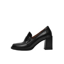 Cowhide slip on ladies elegant pumps dress prom career shoes 7 5cm round toe women pums thumb200