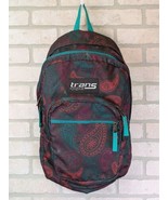 Jansport Trans Gray Zip School Backpack Bag Paisley Orange Teal Pink Int... - £14.66 GBP