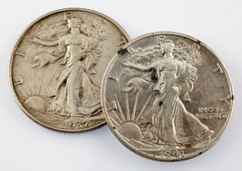 1937 and 1941-S 50C Walking Liberty Half Dollars in AU Condition - £48.99 GBP