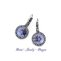 Swarovski Earrings / Crystal Lavender Rivoli Earrings / French Crown Purple Drop - £25.65 GBP