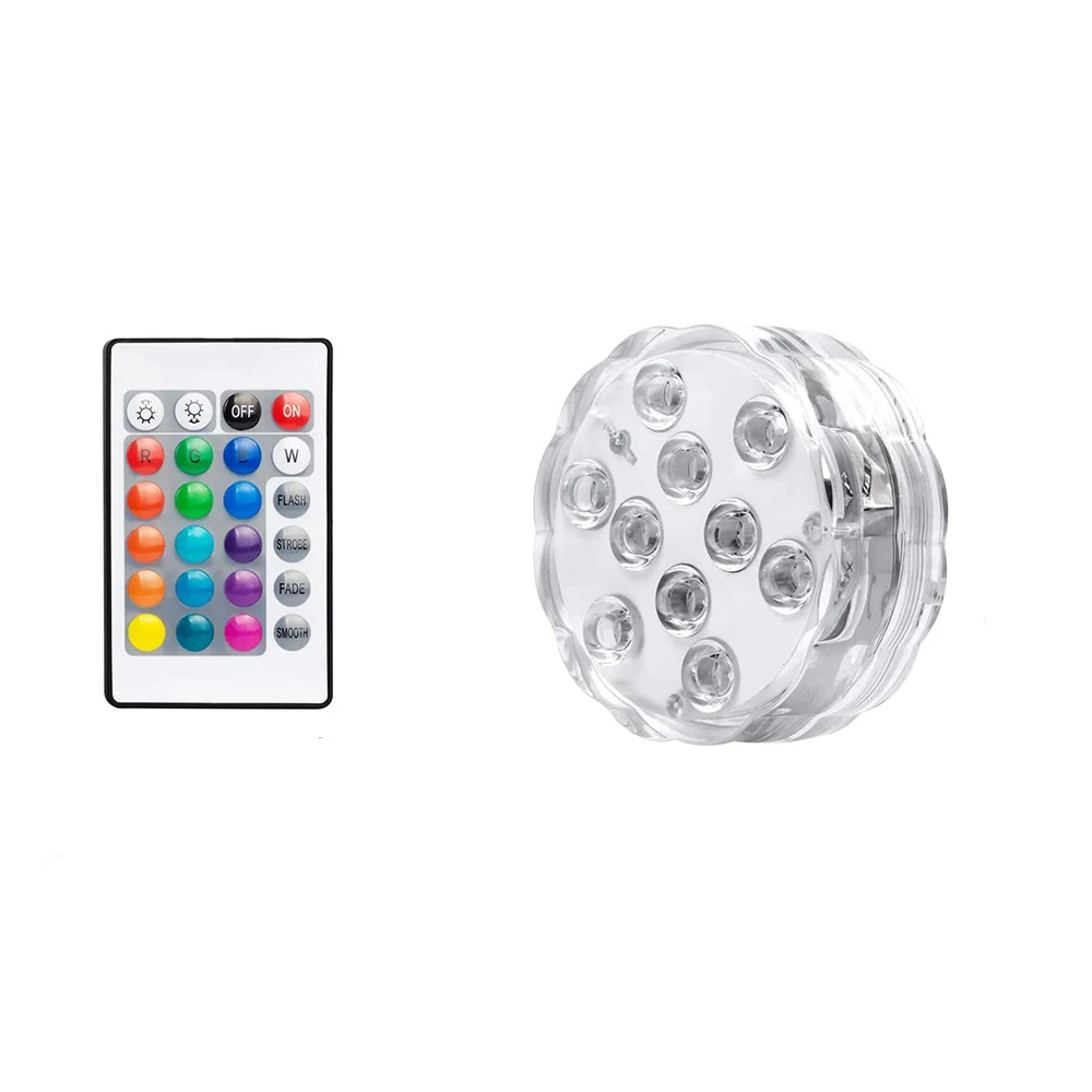 10 LEDS RGB Underwater Light IP68 Waterproof Submersible Night Light With Remote - £149.62 GBP