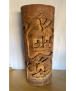 Vintage Chinese Hand Carved Bamboo Hat Stand Vase - $950.34 MXN
