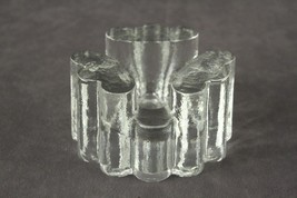 Vintage MCM Crystal Candle Votive Clear Glass Flower Pillar Cigar Ashtray - £16.73 GBP