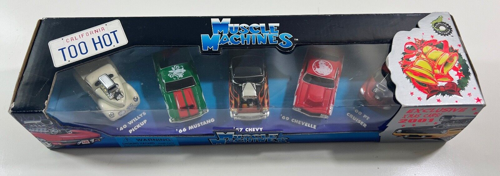 Muscle Machines 1:64 Scale California Too Hot • 5 Pack 2001 X'MAS CARS EXCLUSIVE - $19.25