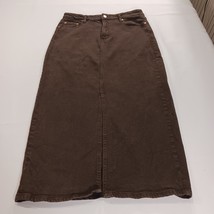 Gap Icon Skirt Maxi Womens Brown Denim Split Front Boho Retro Preppy Size 8 Tall image 15