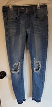 Womens 26 Machine Skinny Blue Wash Distressed Denim Jeans - £14.79 GBP