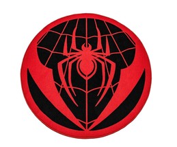 Marvel Spider-Man Miles Morales Chest Logo Round Printed Area Rug | 52 Inches - £63.39 GBP