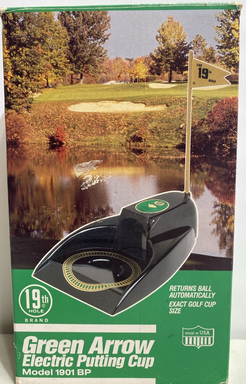 VINTAGE 1989 19th HOLE GREEN ARROW AUTO-RETURN ELECTRIC PUTTING CUP NEW ... - $14.77