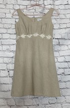 Vintage 90’s Blonde And Me Beige Oatmeal A-line Dress With Flower Appliq... - $19.80