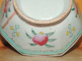 Chinese 6&quot; Hand Painted Bowl Pomegranate Antique Qing 19th Octagonal Footed - $63.18 CAD