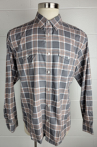 UNTUCKit Mens Belleruche Gray Brown Plaid Cotton Button Front Shirt XXL - £19.47 GBP
