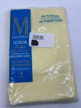 Vintage Martex Luxor Combed Percale Yellow 2 Standard Pillowcases 1970s NEW - £19.60 GBP