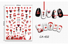 Nail art 3D stickers decal red heart umbrella kiss balloon couple LOVE CA432 - £2.54 GBP