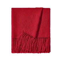 Christmas Red Throw Blanket For Couch, Decorative Boho Throw Blanket With Fringe - £43.95 GBP