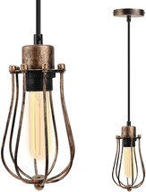 Copper Pendant Light Fixture Vintage Industrial Farmhouse Hanging Cage Kitchen - £25.17 GBP