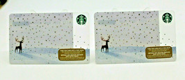 Starbucks Coffee 2015 Gift Card Deer Snow Winter White Zero Balance Set of 2 - £8.63 GBP