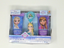 Disney Frozen Soap &amp; Scrub 4 Piece Bath Set Shampoo, Body Wash &amp; Scrubby... - £13.98 GBP