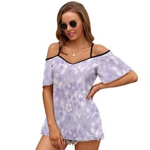 Mondxflaur Flowers T Shirts for Women Short Sleeve Spaghetti Strap Top C... - $22.99