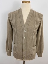Vintage Cedar Bend Men&#39;s M 38/40 Cardigan Sweater Acrylic Cable Knit Pockets - £19.72 GBP