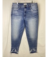 Kancan Women&#39;s Size 32 Jeans Ankle Skinny Distressed Frayed Hem - $20.89