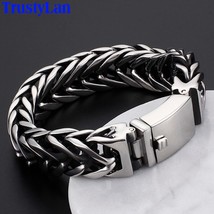 Pulseira Masculina Stainless Steel 17MM Wide 9&quot; Bracelet Men Jewelry V S... - £39.79 GBP