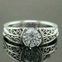 1.50Ct Simulated Diamond Openwork Vintage Art Deco Ring White Gold Plate... - $105.64