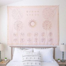 Zodiac Tapestry Fabric Wall Cover Frosting/Hanging Pink Background Backd... - £7.81 GBP