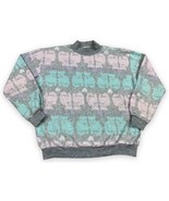 Vtg 80s Just Dawn Pastel Cats Kawaii Sweatshirt Fairy Kei Fuzzy Fleece Sz L - £29.16 GBP