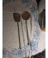 Copper &amp; Brass Rustic 2 pc Kitchen Utensil Spatula  &amp; Skimmer Primitive 15&quot; - $35.62 CAD