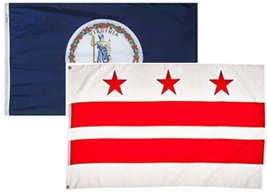 AES 3x5 3&#39;x5&#39; Wholesale Combo Set State Virginia &amp; Washington DC 2 Flags Flag Ba - £7.89 GBP