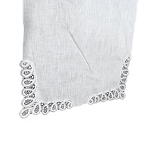 Vintage Small Embroidered  Scroll White Table Runner 51&quot; Long Thin Fabri... - £18.60 GBP