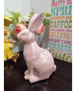 Spring Easter Pink Ceramic BUNNY RABBIT Figurine Statue Tabletop Decor 9.5&quot; - £31.96 GBP