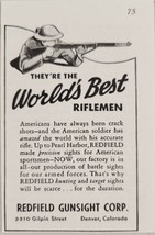 1942 Print Ad American Soldiers Accurate Rifles Redfield Gunsights Denve... - $8.98