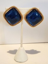 Kjl Kenneth Jay Lane Blue Caprianti Clip On Earrings 1980&#39;s For Avon 1 1/2&quot; - £51.90 GBP