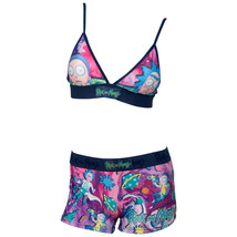 Rick And Morty Hyper Colors Triangle Bra and Boy Short Panty Set Multi-C... - $29.98