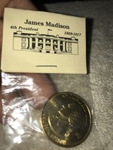 James Madison 4th president 1809-1817 coin ,token ,collection Gold 28mm A2 - £3.12 GBP