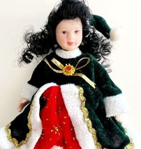 Porcelain Doll Belinda Agnes Christmas Collection Vintage With Stand 7&quot; PorcBin1 - £8.11 GBP