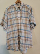 Vintage Stanley Blacker Men XL Short Sleeve Button Shirt  Plaid single s... - $9.94